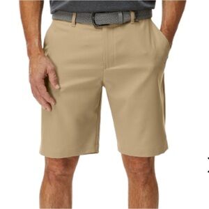 Adidas Climalite Golf Shorts Tan Brown Flat Front Casual Performance Men's 36